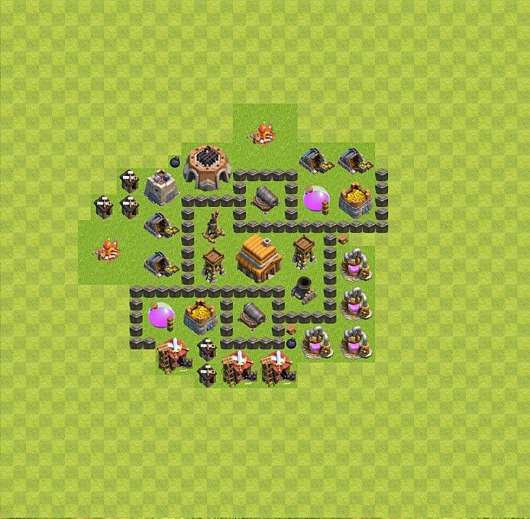 Defense (Trophy) Base TH4 - plan / layout / design - Clash of Clans - (#45) — Verdediging TH4