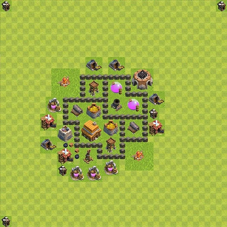 Defense (Trophy) Base TH4 - plan / layout / design - Clash of Clans - (#51) — Захист TH4