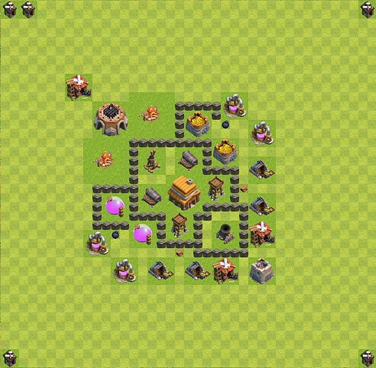 Defense (Trophy) Base TH4 - plan / layout / design - Clash of Clans - (#6)