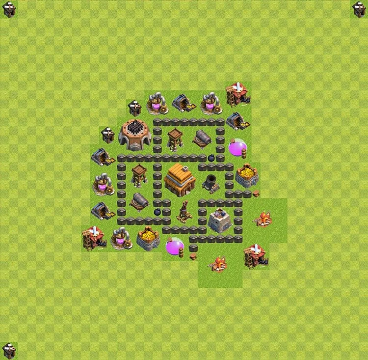 Defense (Trophy) Base TH4 - plan / layout / design - Clash of Clans - (#8) — Захист TH4
