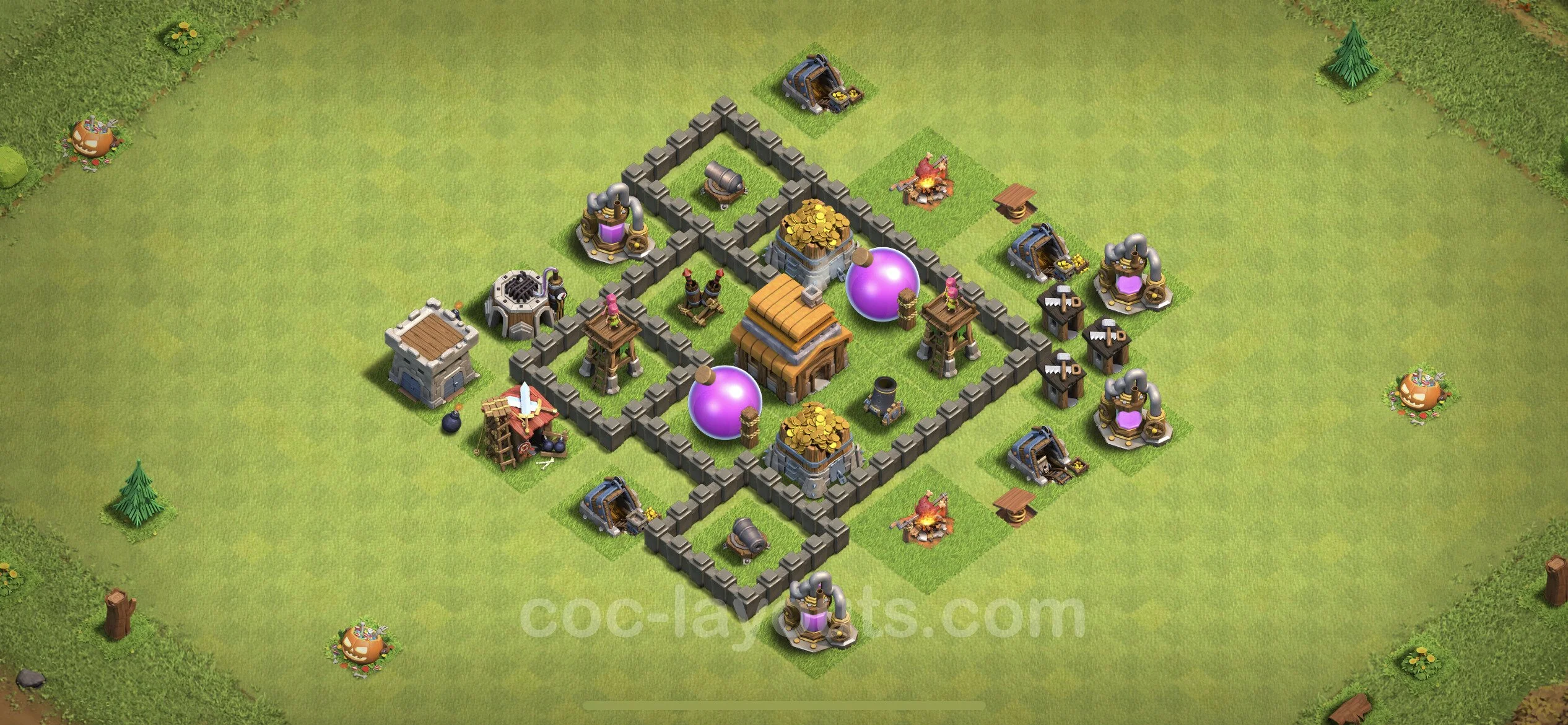 Farming Base TH4 with Link, Hybrid - plan / layout / design - Clash of Clans - (#101) — 资源 TH4