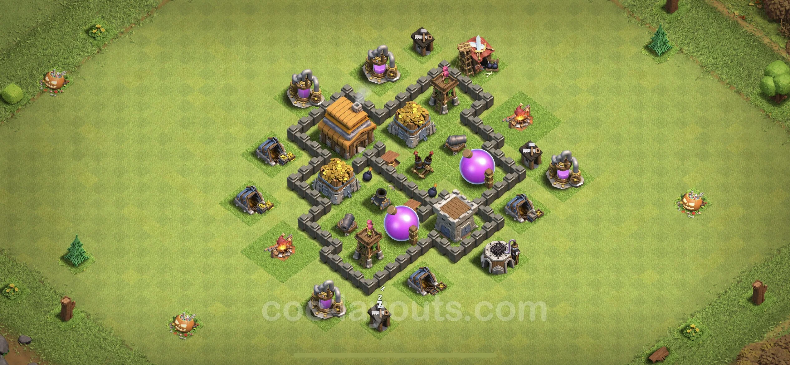 Farming Base TH4 with Link - plan / layout / design - Clash of Clans - (#102) — Farm TH4