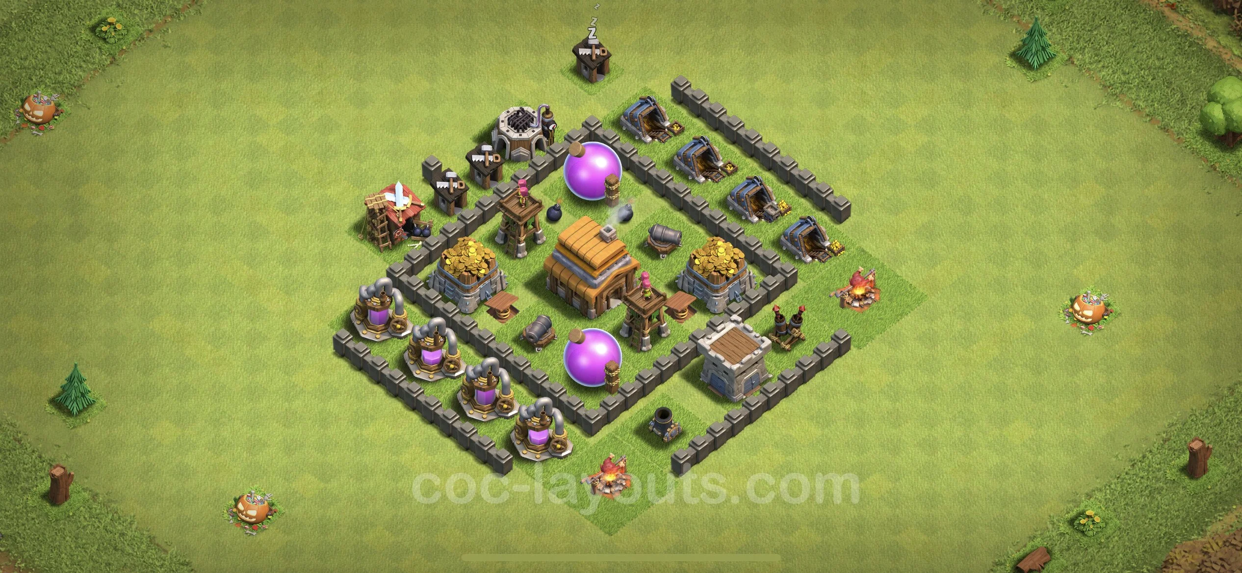 Farming Base TH4 with Link - plan / layout / design - Clash of Clans - (#50) — Çiftlik TH4