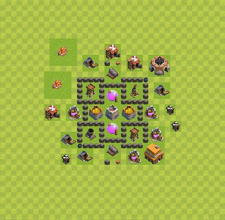 Farming Base TH4 - plan / layout / design - Clash of Clans - (#11) — Фарм TH4
