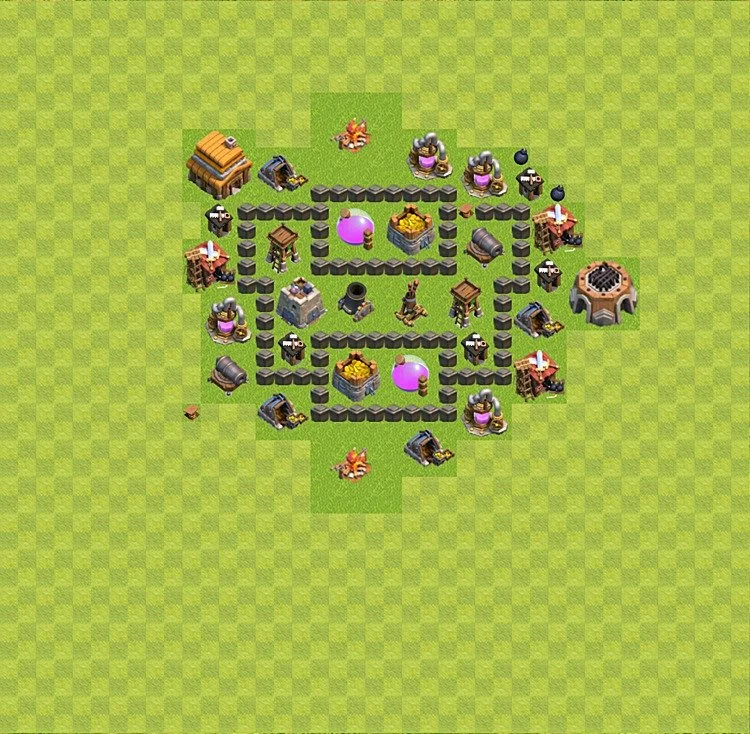 Farming Base TH4 - plan / layout / design - Clash of Clans - (#12) — Фарм TH4