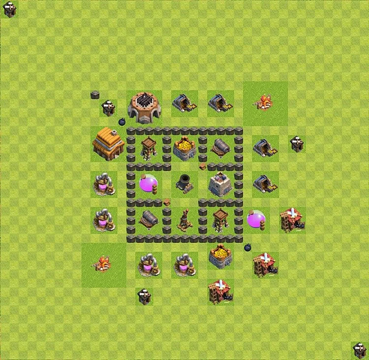 Farming Base TH4 - plan / layout / design - Clash of Clans - (#13) — Farm TH4