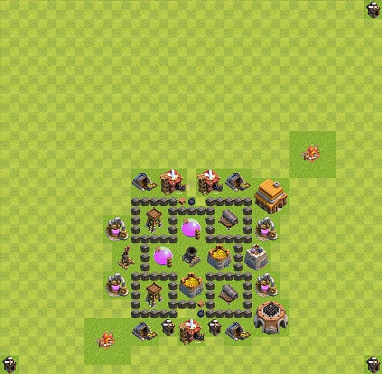 Farming Base TH4 - plan / layout / design - Clash of Clans - (#20) — Фарм TH4