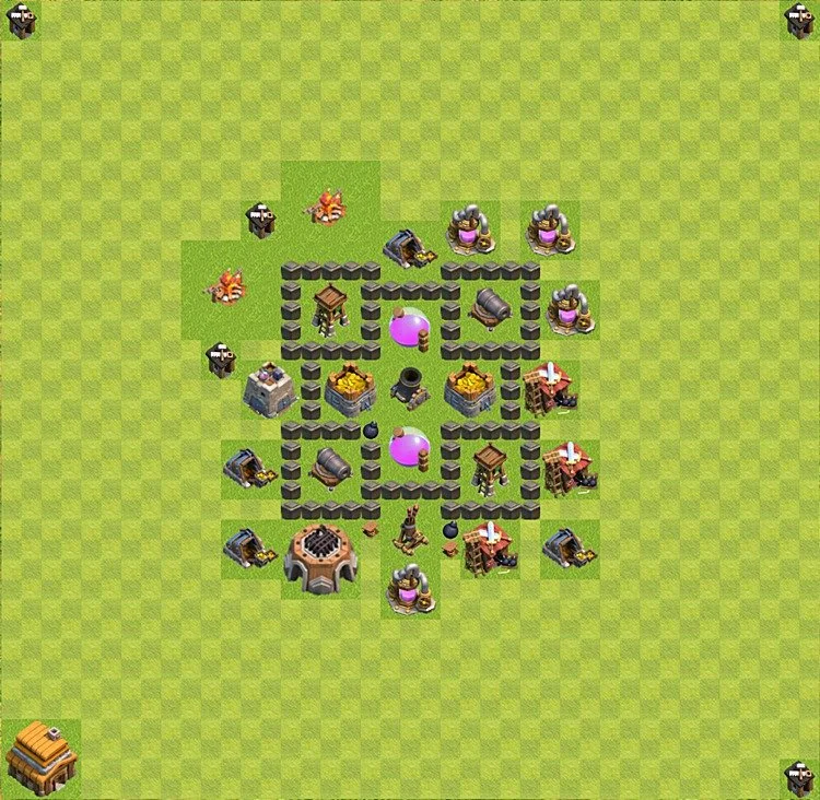 Farming Base TH4 - plan / layout / design - Clash of Clans - (#21) — Farm TH4
