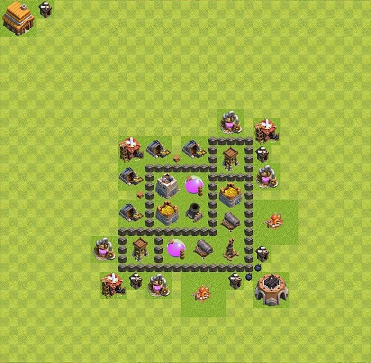 Farming Base TH4 - plan / layout / design - Clash of Clans - (#23) — Farm TH4