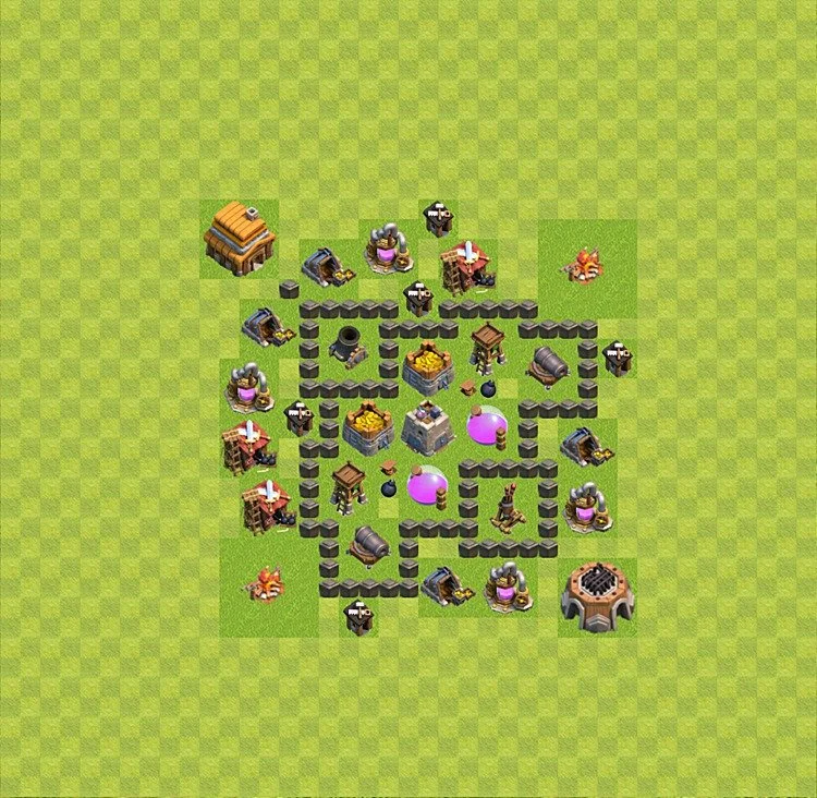 Farming Base TH4 - plan / layout / design - Clash of Clans - (#24) — Фарм TH4