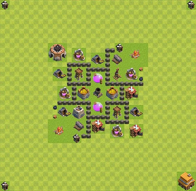 Farming Base TH4 - plan / layout / design - Clash of Clans - (#26) — Farm TH4