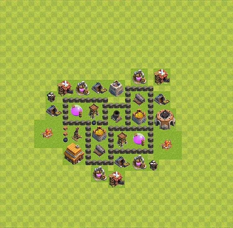 Farming Base TH4 - plan / layout / design - Clash of Clans - (#27) — Farma TH4