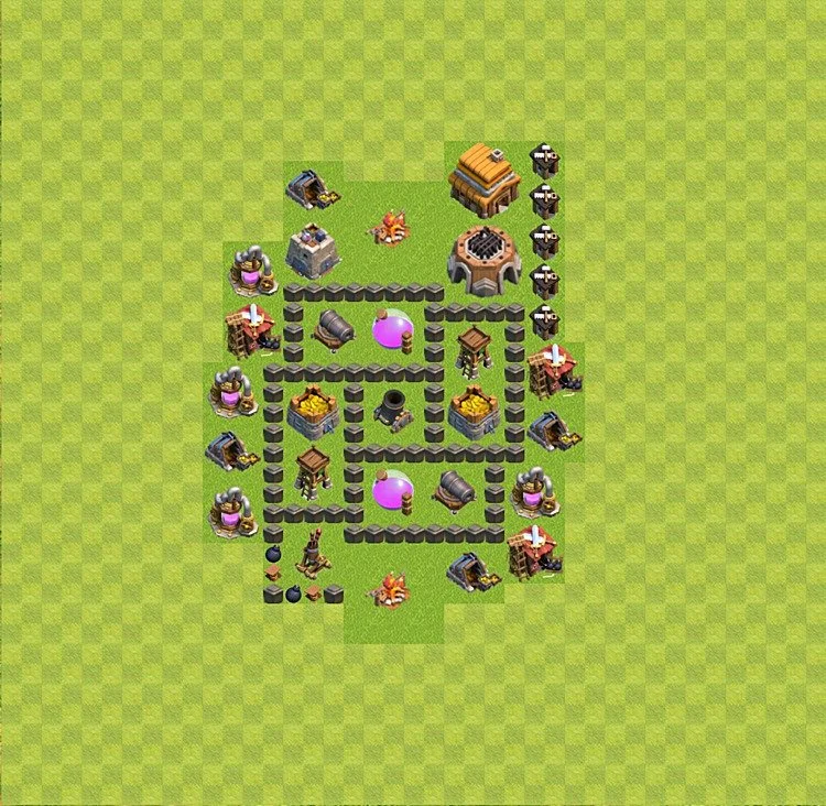 Farming Base TH4 - plan / layout / design - Clash of Clans - (#28) — Farm TH4