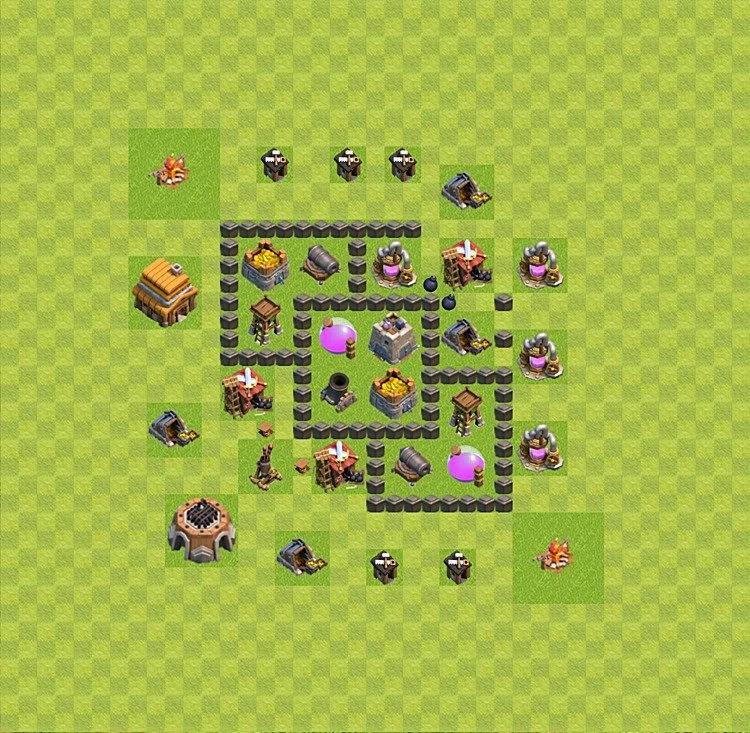 Farming Base TH4 - plan / layout / design - Clash of Clans - (#29) — फ़ार्मिंग TH4