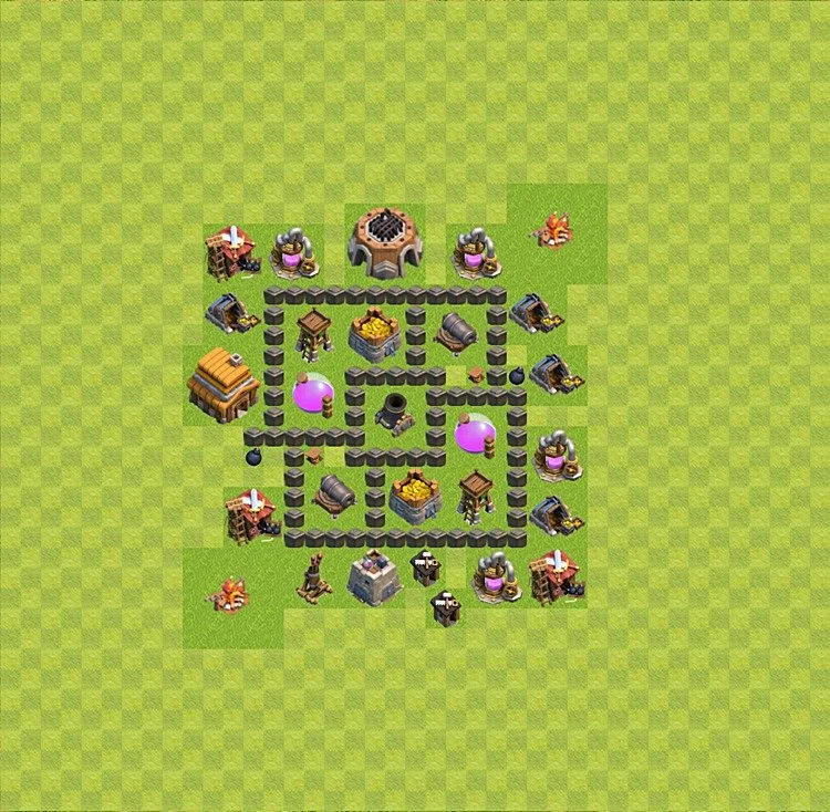 Farming Base TH4 - plan / layout / design - Clash of Clans - (#31) — Farm TH4