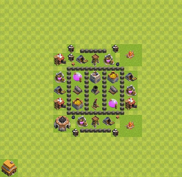 Farming Base TH4 - plan / layout / design - Clash of Clans - (#32) — Farm TH4