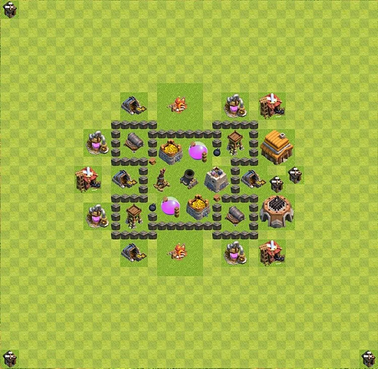 Farming Base TH4 - plan / layout / design - Clash of Clans - (#35) — Farm TH4