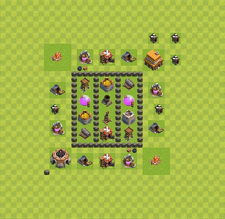 Farming Base TH4 - plan / layout / design - Clash of Clans - (#36) — Фарм TH4