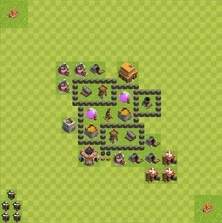 Farming Base TH4 - plan / layout / design - Clash of Clans - (#37) — Farming TH4