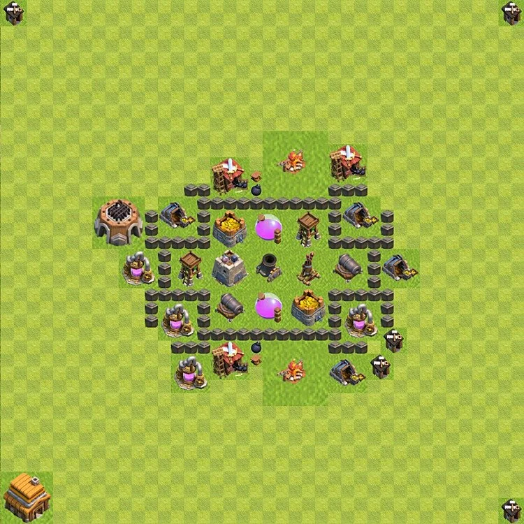 Farming Base TH4 - plan / layout / design - Clash of Clans - (#40) — Farm TH4