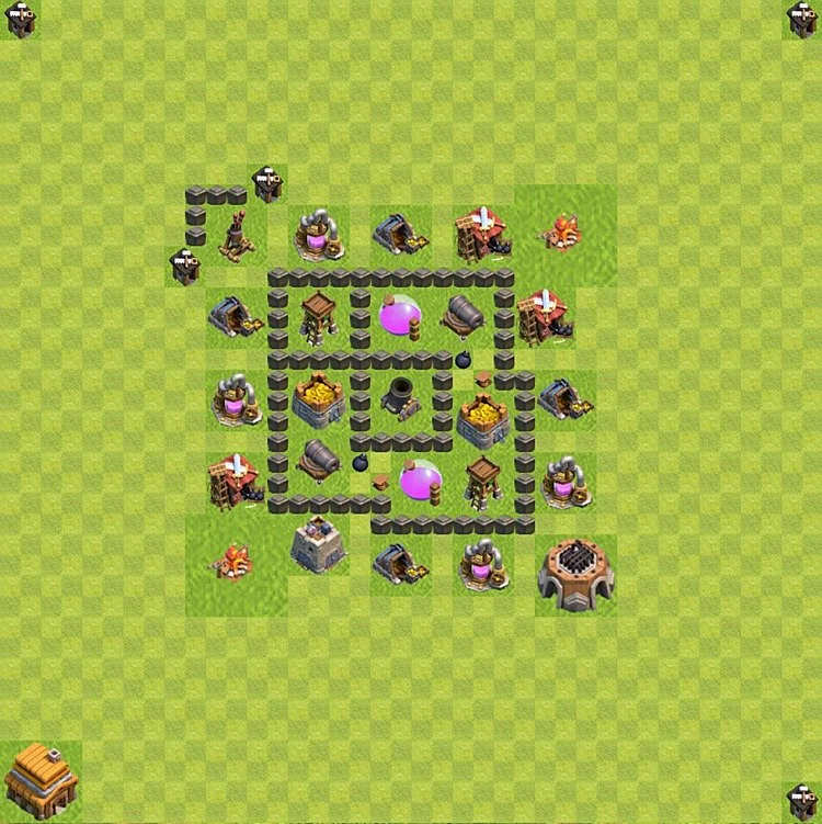 Farming Base TH4 - plan / layout / design - Clash of Clans - (#41) — Фарм TH4