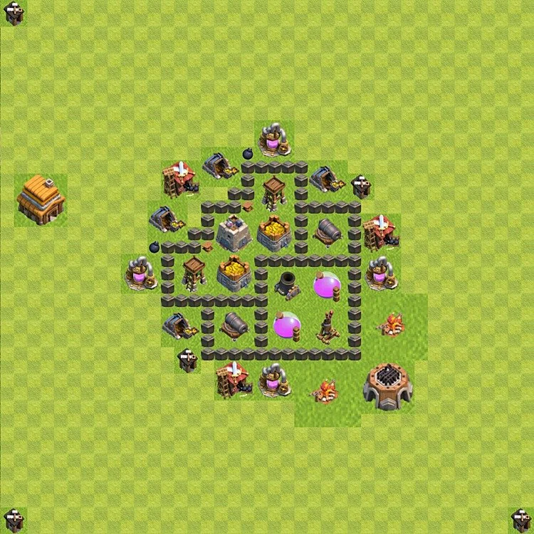 Farming Base TH4 - plan / layout / design - Clash of Clans - (#42) — Farm TH4