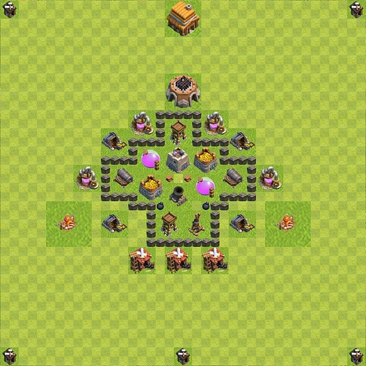 Farming Base TH4 - plan / layout / design - Clash of Clans - (#43) — Farm TH4