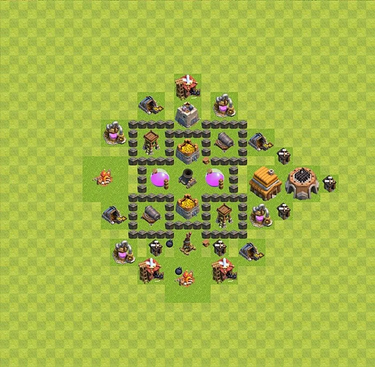 Farming Base TH4 - plan / layout / design - Clash of Clans - (#5)