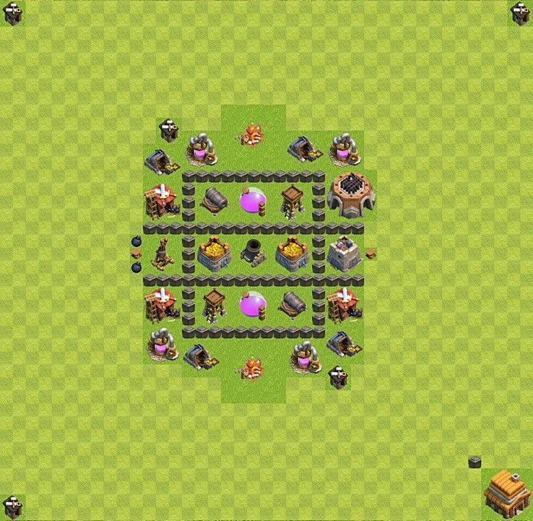Farming Base TH4 - plan / layout / design - Clash of Clans - (#9) — Фарм TH4
