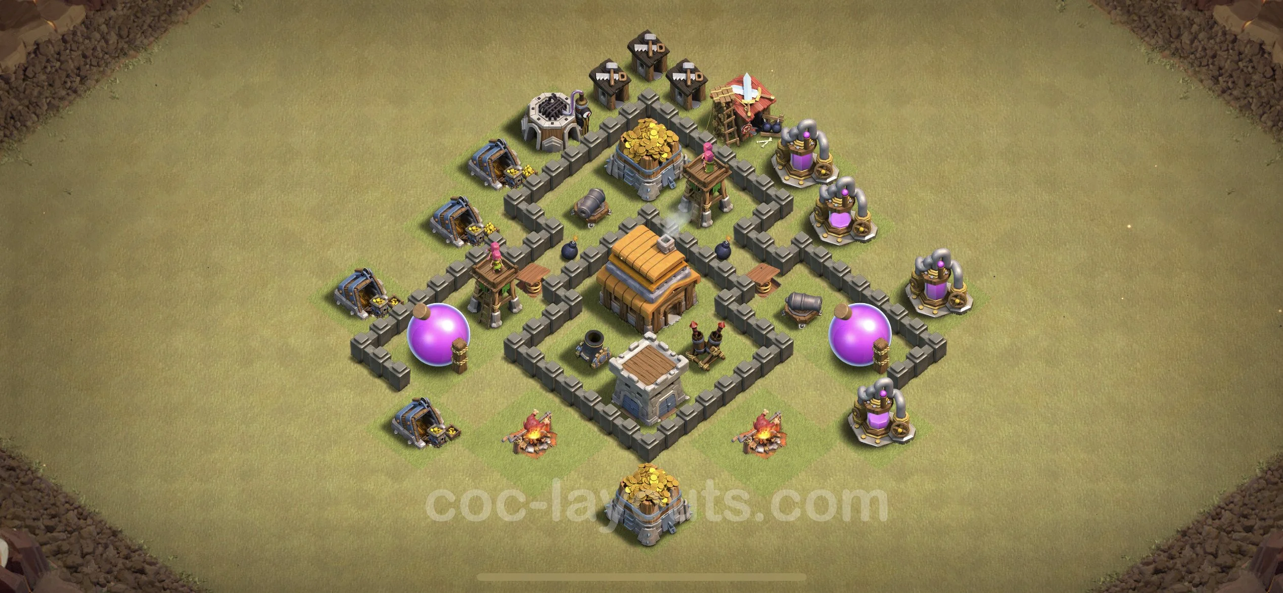 Top War Base TH4 with Link, Anti Everything - CWL Defence Plan - Clash of Clans - (#1)