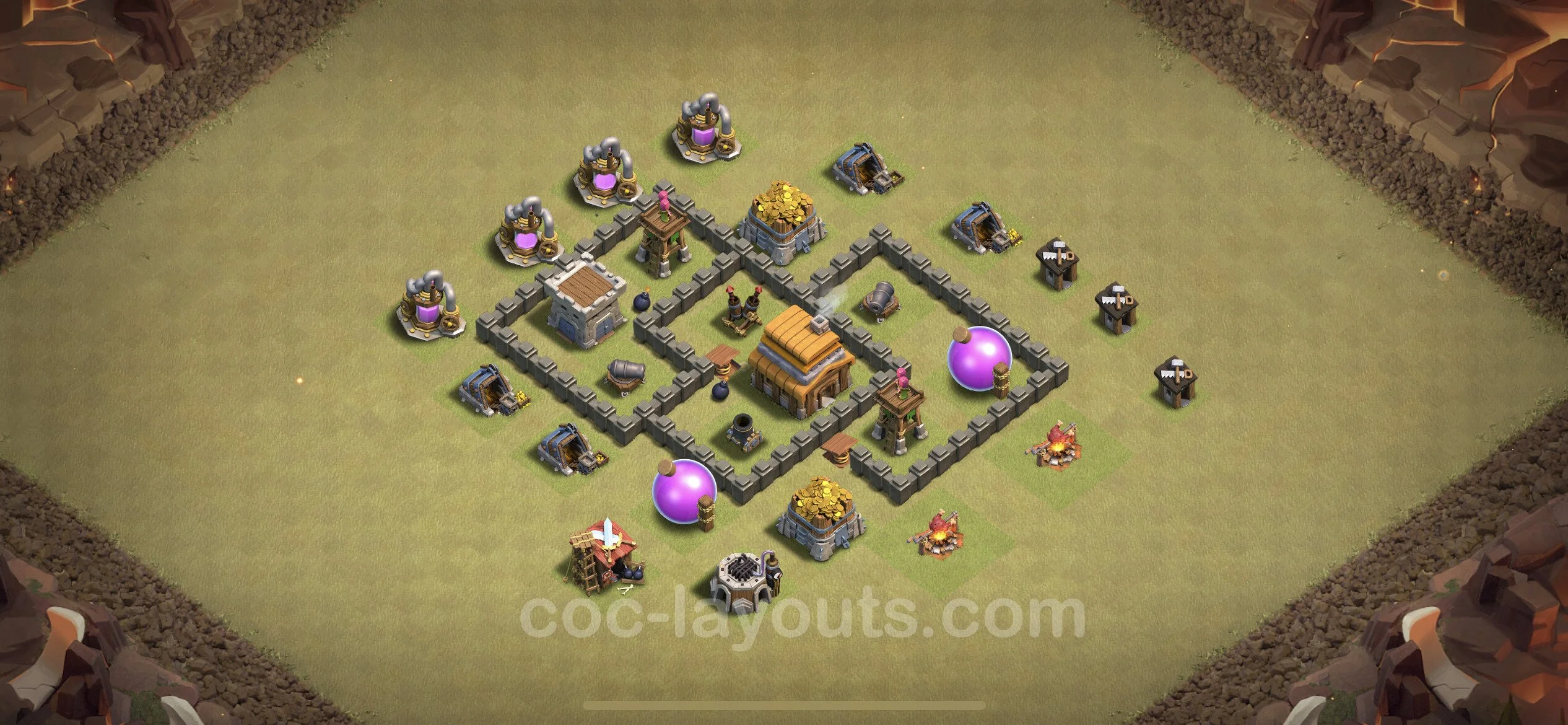 Top War Base TH4 with Link, Anti Everything - Max Levels CWL Plan - Clash of Clans - (#11) — वॉर BH4