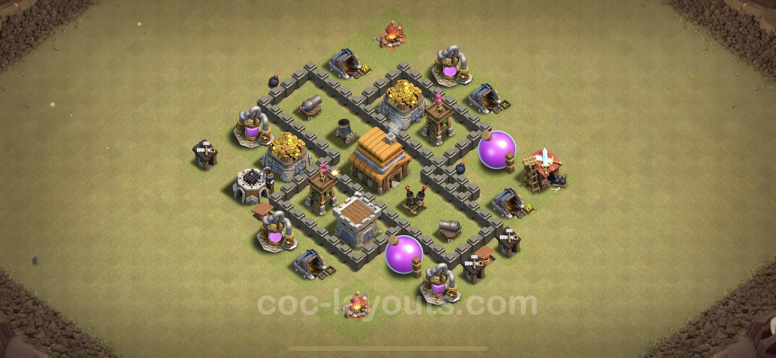 Top War Base TH4 with Link, Anti Air - Anti 3 Stars CWL Plan - Clash of Clans - (#16) — Wojna BH4
