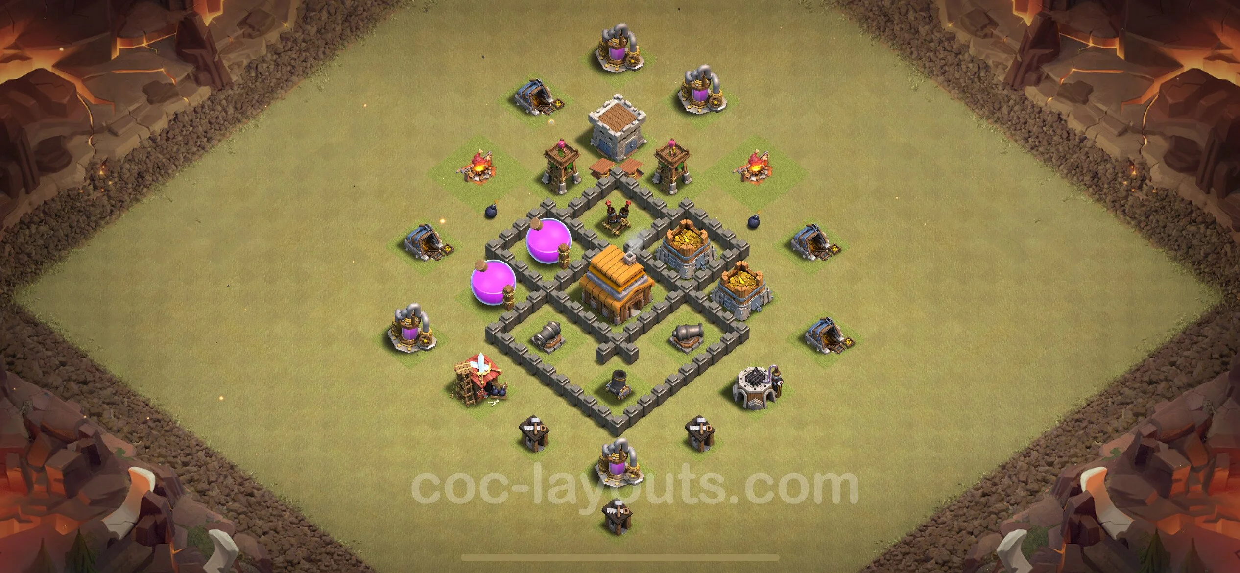 Top War Base TH4 with Link, Anti Everything - CWL Defence Plan - Clash of Clans - (#18) — Wojna BH4