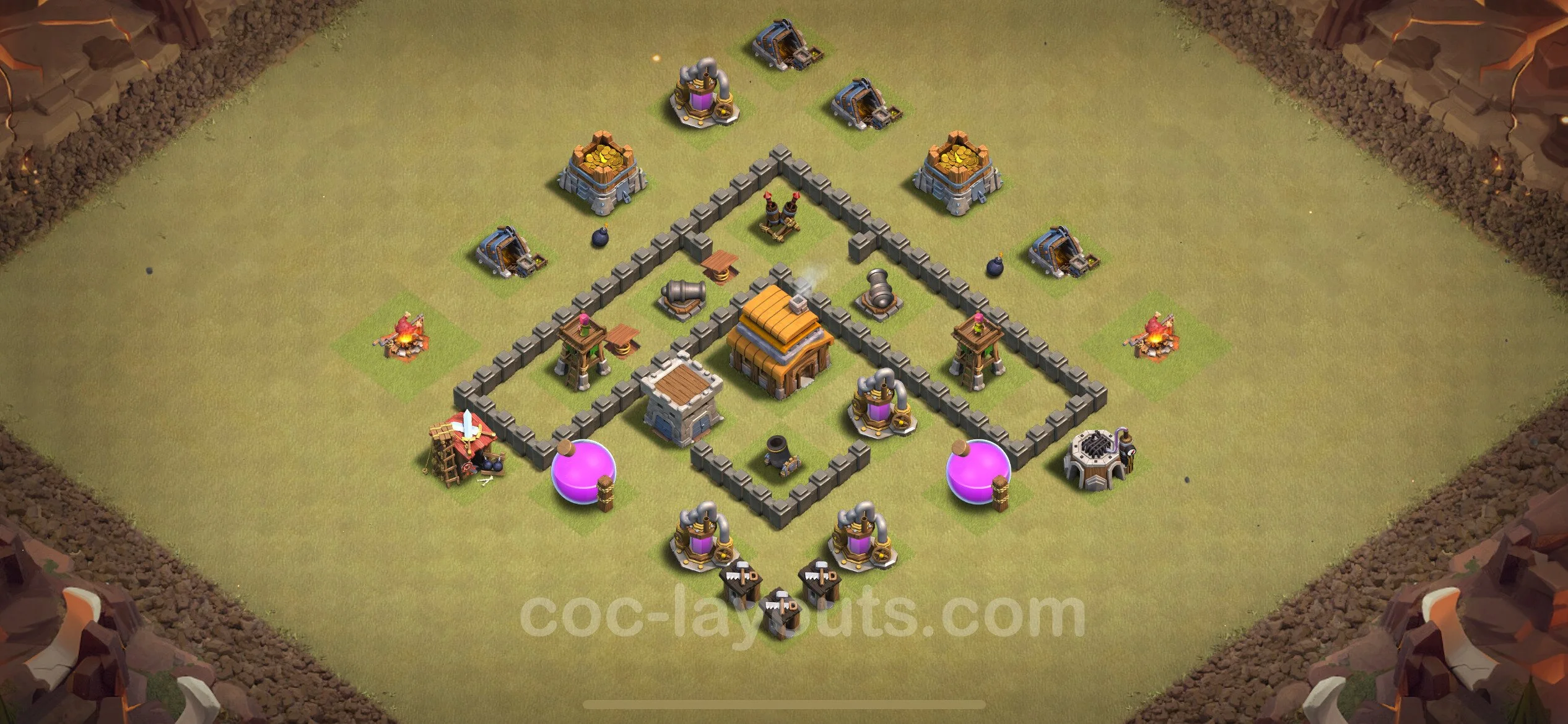 Top War Base TH4 with Link, Anti Everything - Anti 3 Stars CWL Plan - Clash of Clans - (#21) — Война BH4