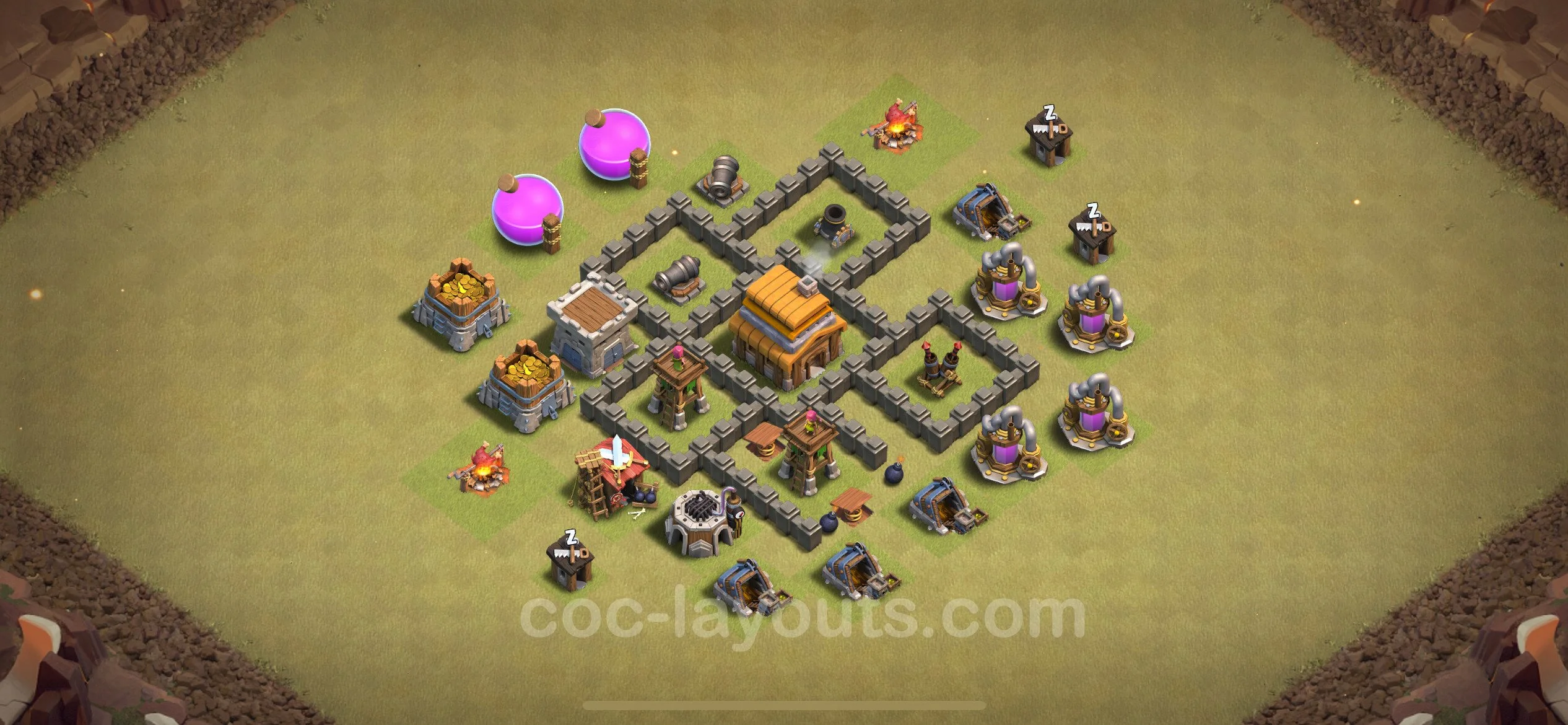 Top War Base TH4 with Link, Anti Everything - CWL Defence Plan - Clash of Clans - (#27) — Krieg BH4