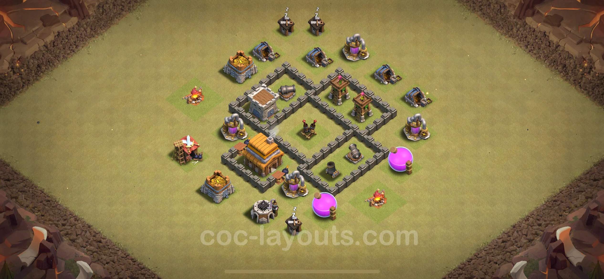 Top War Base TH4 with Link, Anti Air - CWL Defence Plan - Clash of Clans - (#28) — Krieg BH4