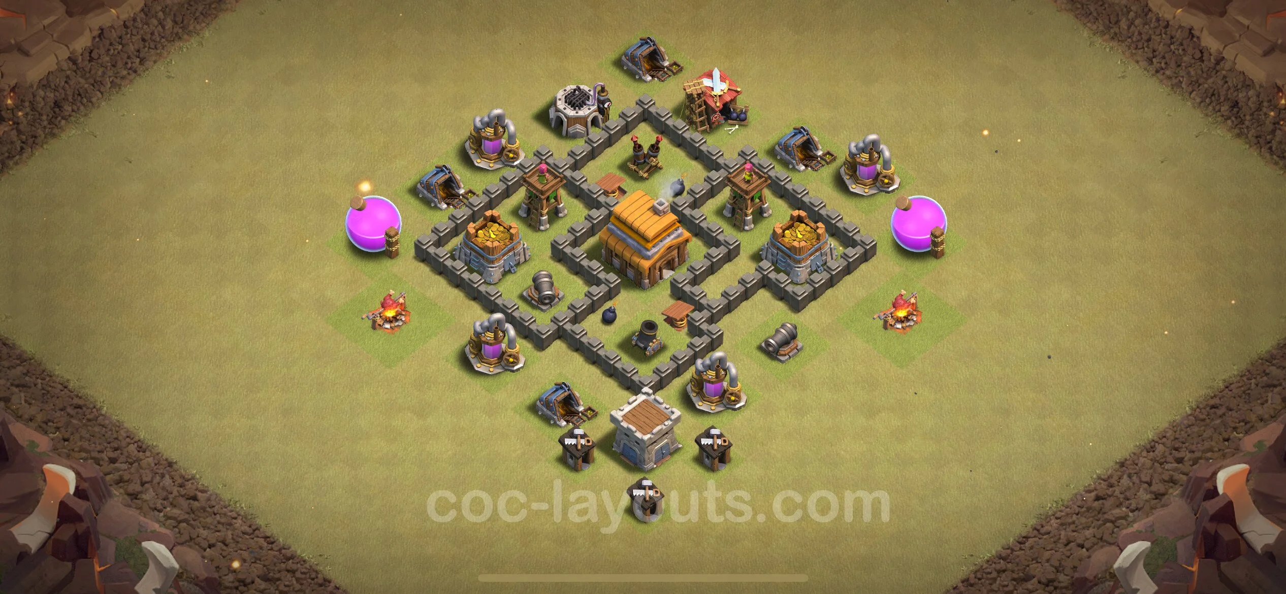 Top War Base TH4 with Link, Anti Everything - Anti 3 Stars CWL Plan - Clash of Clans - (#29) — Guerra BH4