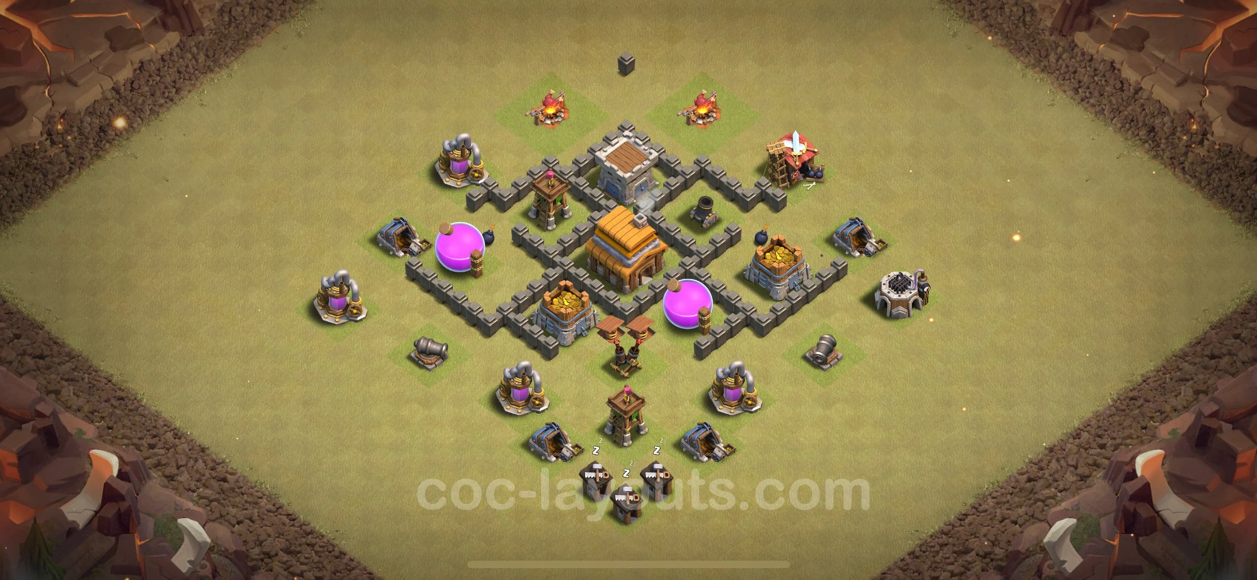 Top War Base TH4 with Link, Anti Everything - CWL Defence Plan - Clash of Clans - (#30) — Wojna BH4