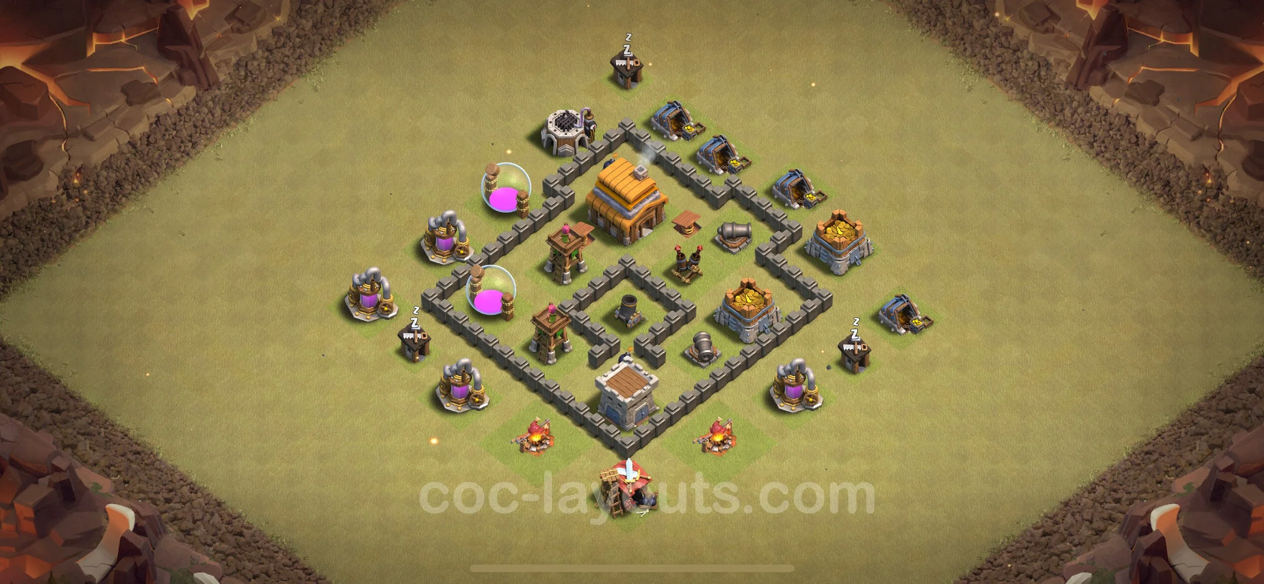 Top War Base TH4 with Link, Anti Everything - Max Levels CWL Plan - Clash of Clans - (#32) — Война BH4