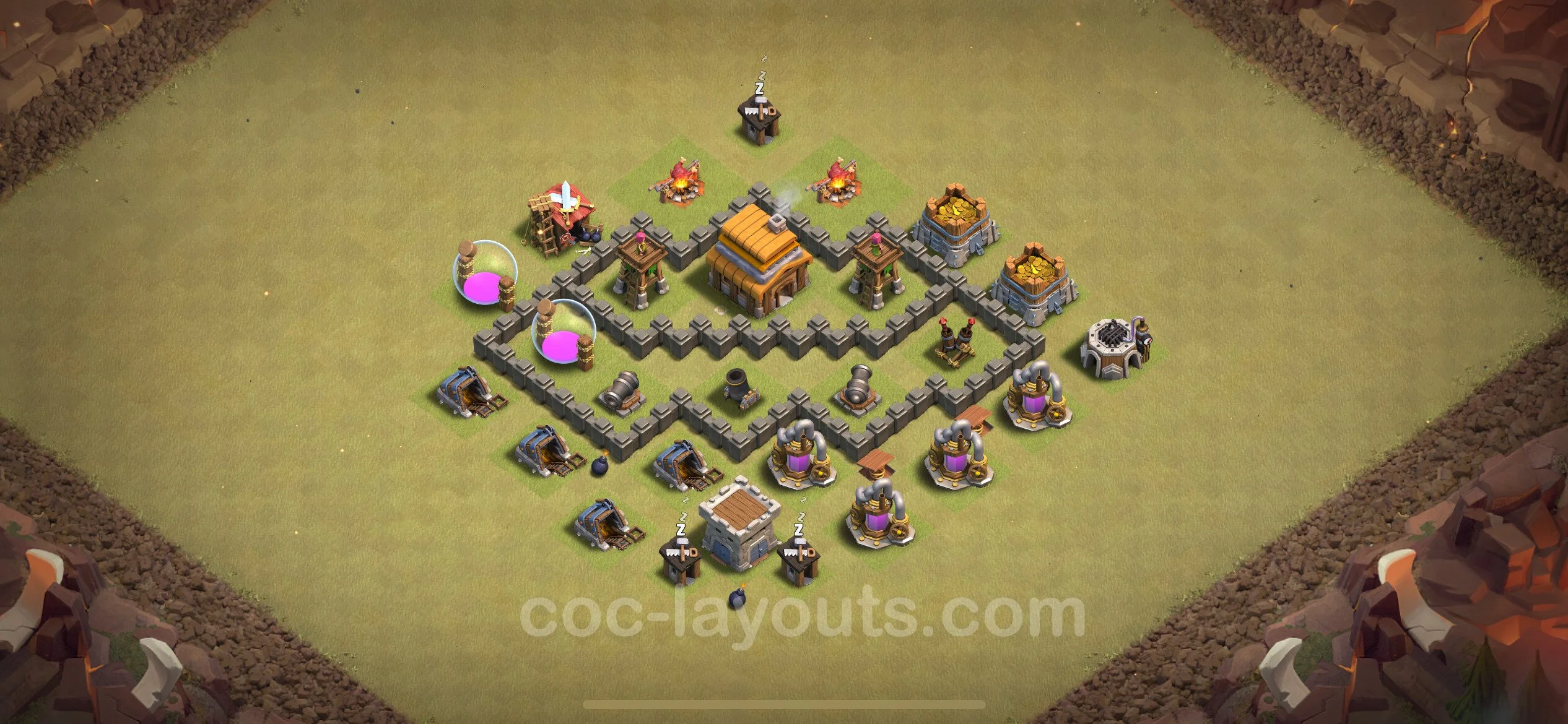 Top War Base TH4 with Link, Anti Everything - CWL Defence Plan - Clash of Clans - (#34) — Savaş BH4