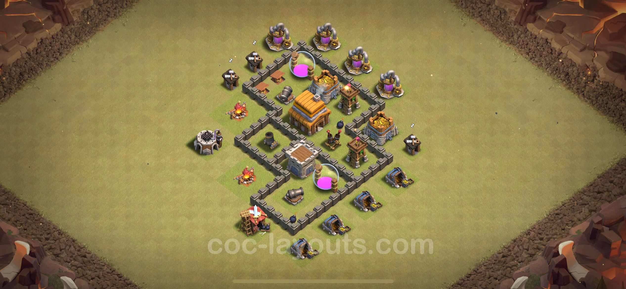 Top War Base TH4 with Link - Max Levels CWL Plan - Clash of Clans - (#35) — War BH4