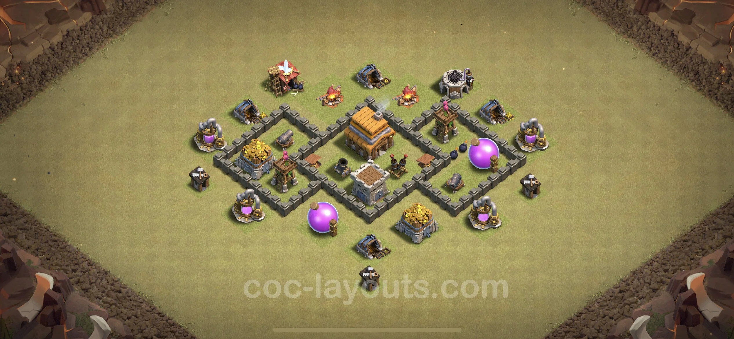 Top War Base TH4 with Link, Anti 3 Stars, Anti Air - CWL Defence Plan - Clash of Clans - (#6)
