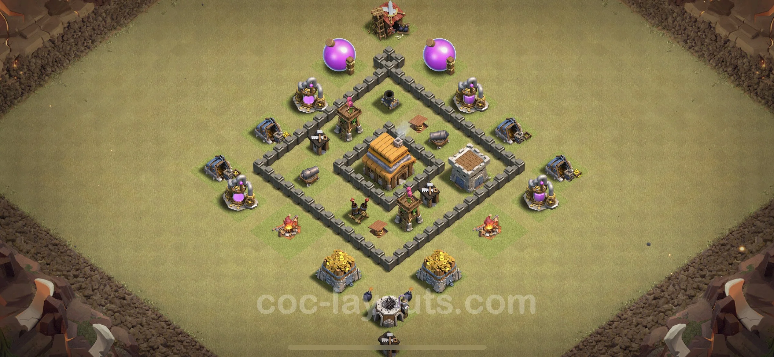 Top War Base TH4 with Link, Anti Air - CWL Defence Plan - Clash of Clans - (#7)
