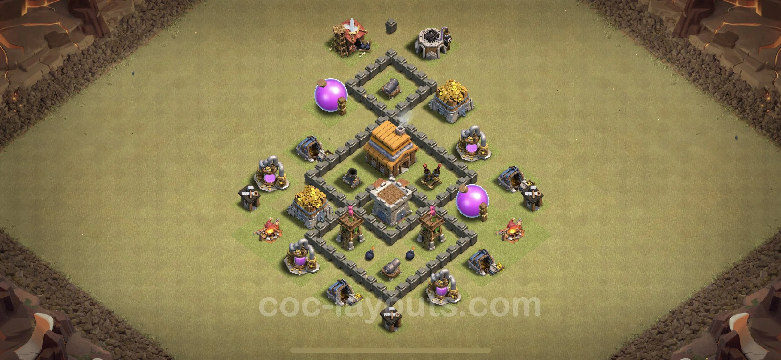 Top War Base TH4 with Link, Anti Everything - CWL Defence Plan - Clash of Clans - (#8) — Wojna BH4