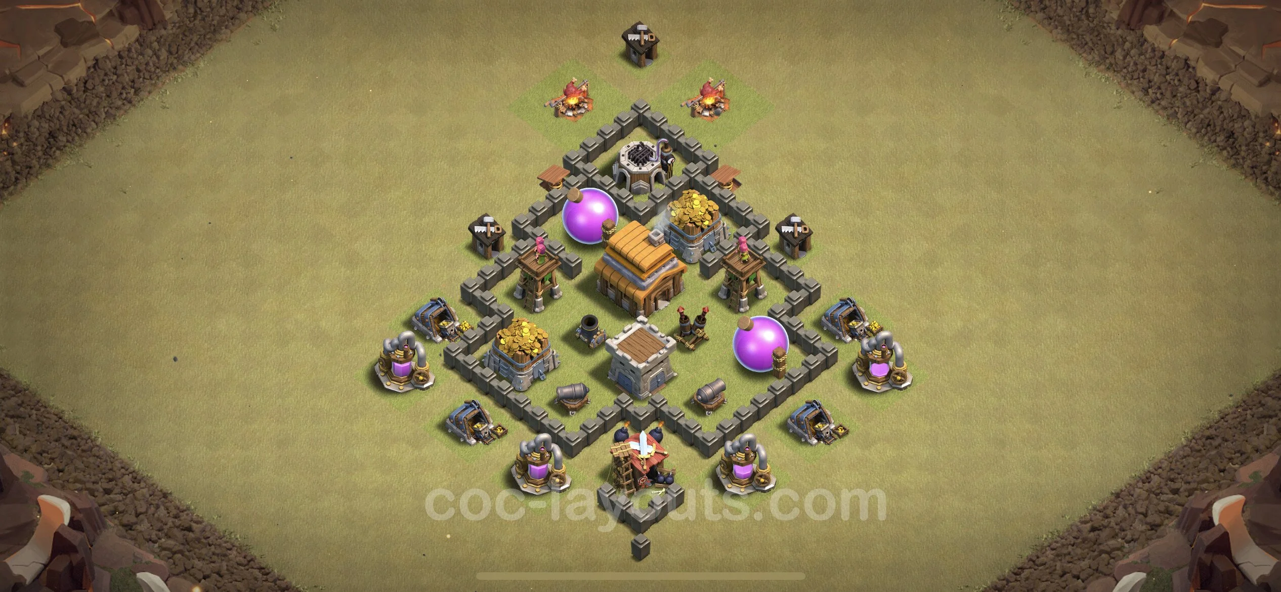 Top War Base TH4 with Link, Hybrid - Anti 2 Stars CWL Plan - Clash of Clans - (#9) — Війна BH4