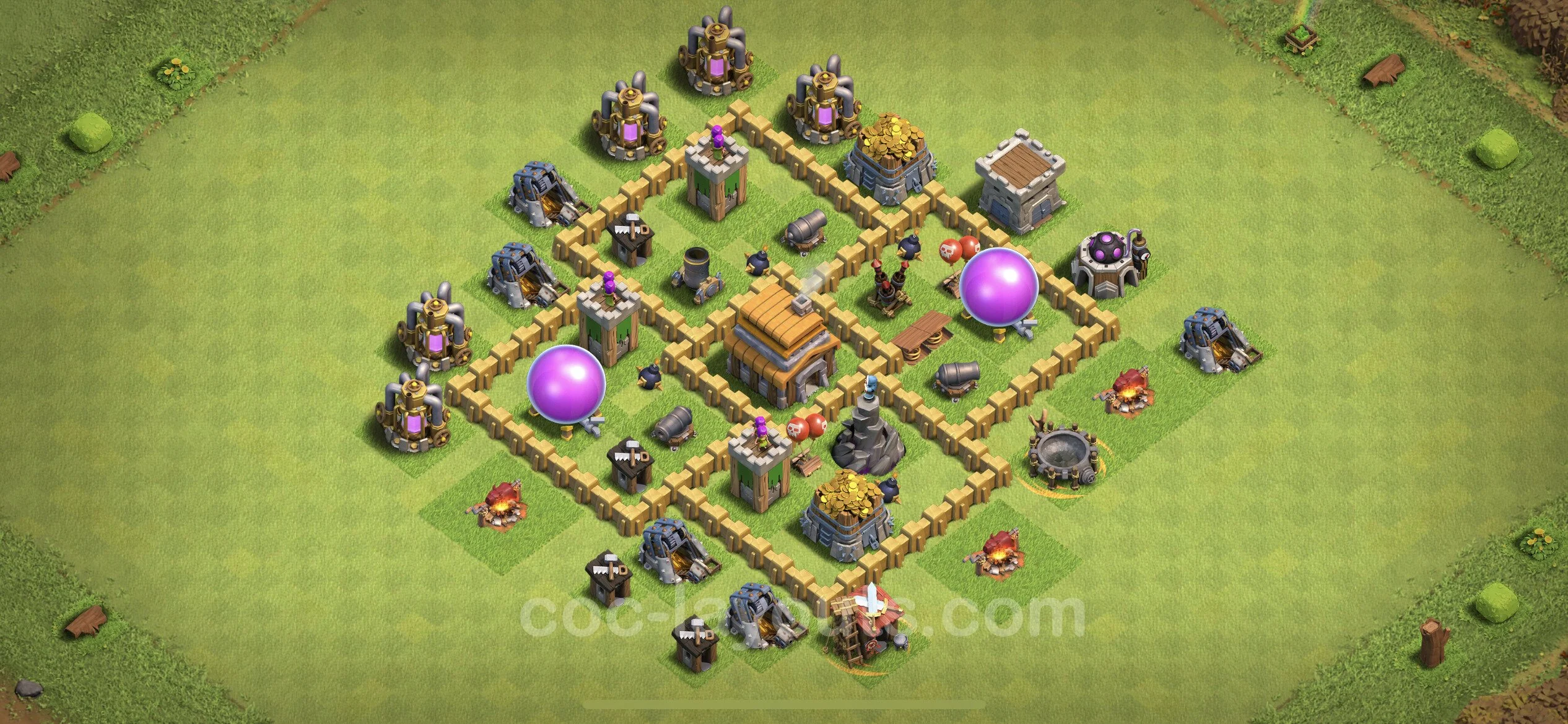 Base TH5 with Link, Anti Everything Max Levels - defence plan / layout / design - Clash of Clans - (#129) — 防御 TH5
