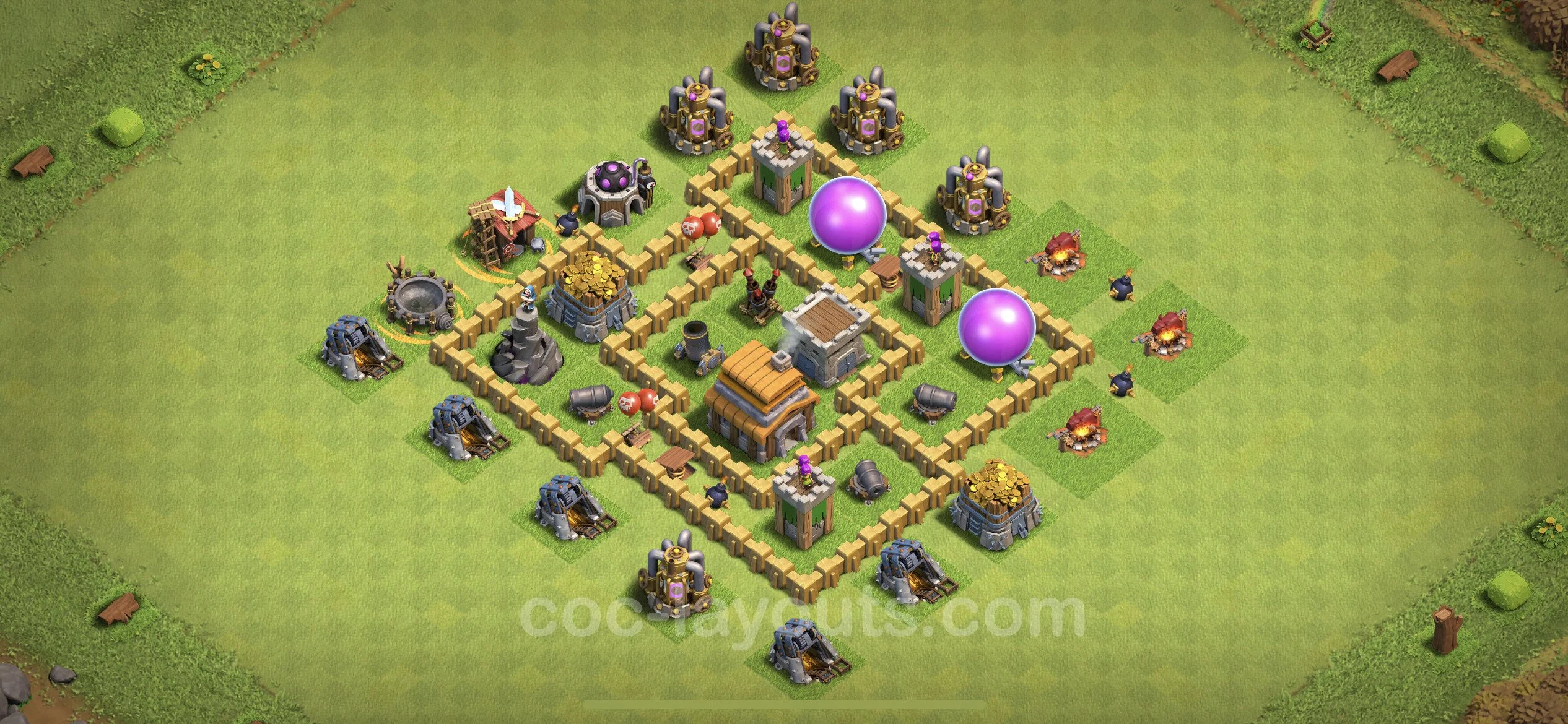 Anti 3 Stars Base TH5 with Link, Anti Air - best plan / layout / design - Clash of Clans - (#134) — Défense TH5
