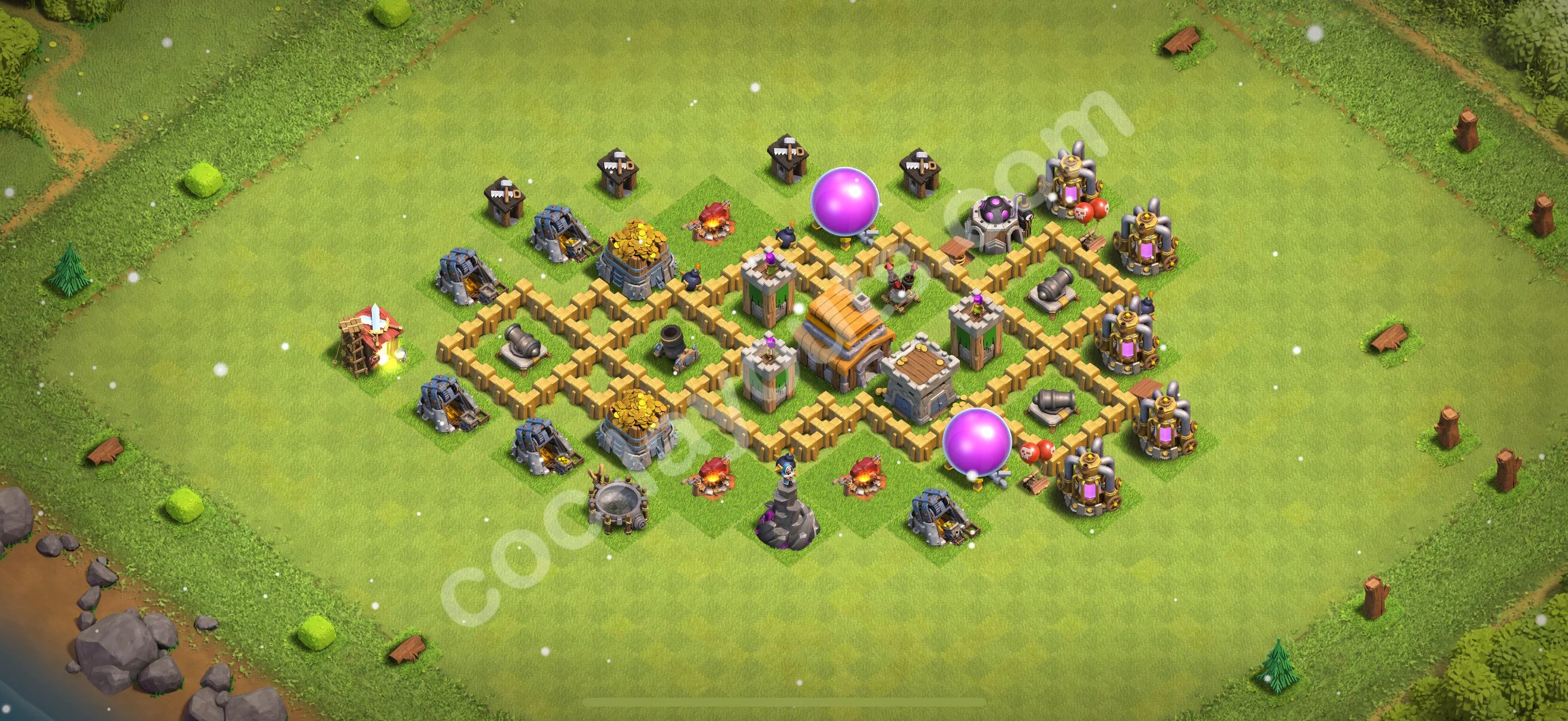 Defense (Trophy) Base TH5 with Link, Anti Everything - plan / layout / design - Clash of Clans 2026 - (#135) — Obrona TH5