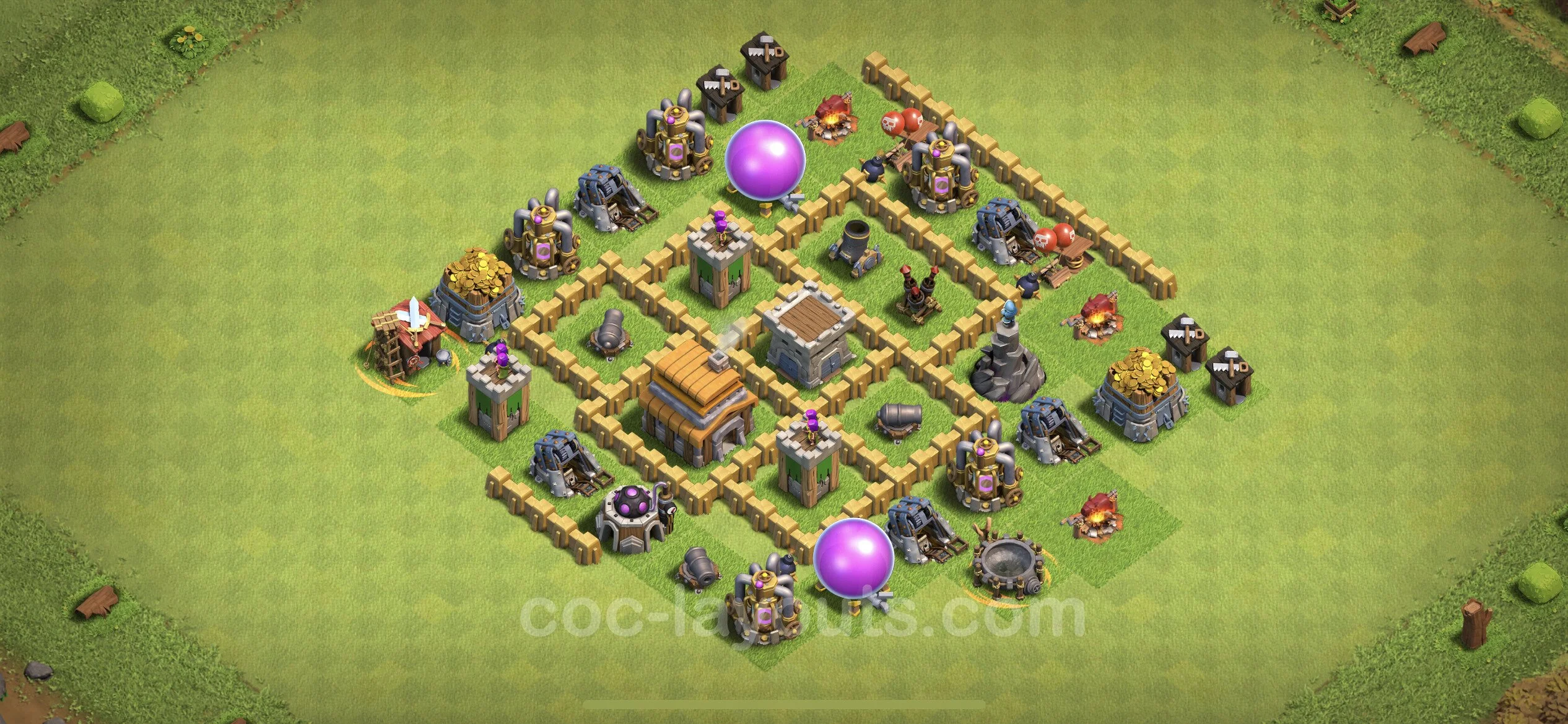 Defense (Trophy) Base TH5 with Link, Anti Everything - plan / layout / design - Clash of Clans - (#137) — Defense TH5