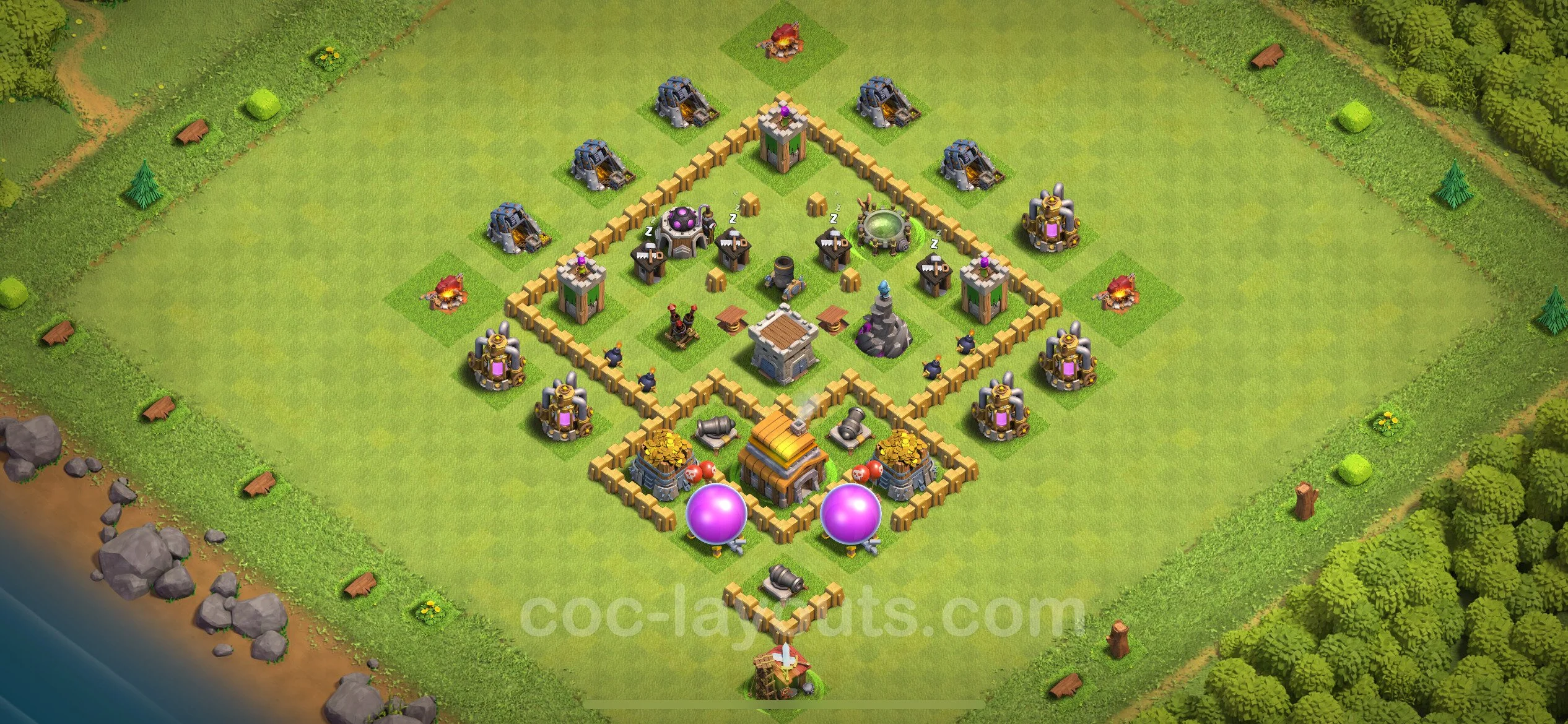Base TH5 with Link, Anti 3 Stars - Anti Dragon Defence Plan / Anti Air - Clash of Clans - (#139) — रक्षा TH5